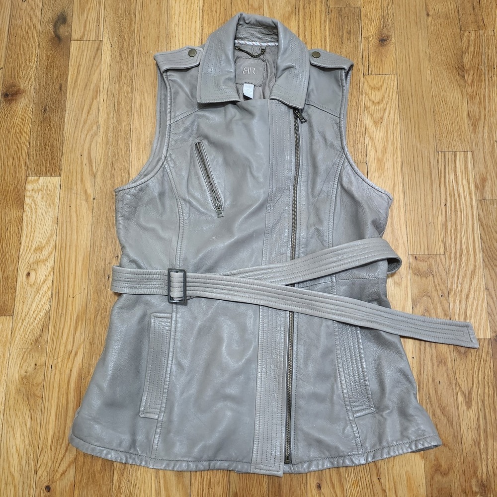 BR Banana Republic 100% Genuine Leather Vest With Belt Faded Taupe